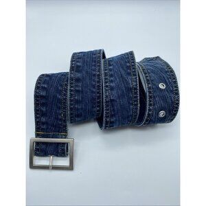 Unbranded Blue Denim Cotton Belt Women's Size L End to End 40"